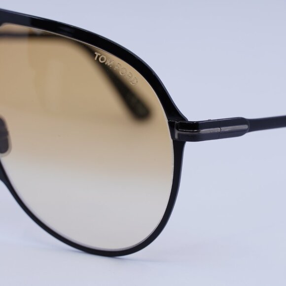 Tom Ford Xavier FT1060 01F Sunglasses Shiny Black Aviator Frame, Brown Lenses - Picture 8 of 10